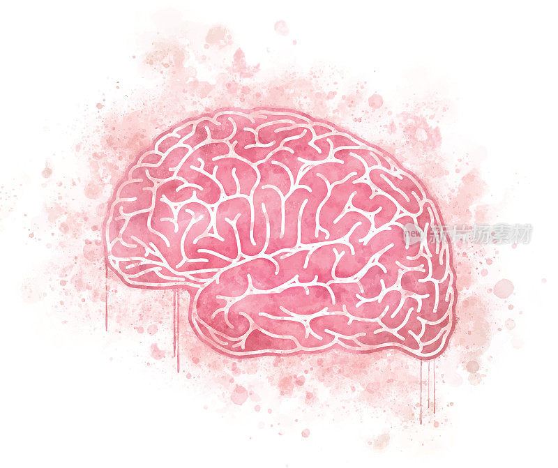 Human Brain Grunge Abstract Watercolor Spray Paint Design